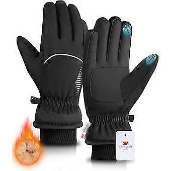 Winterhandschoenen Dames Heren, Thermische Skihandschoenen voor Koud Weer met Warme, Waterdichte, Touchscreen voor Hardlopen, Skiën Turf Zwart Medium