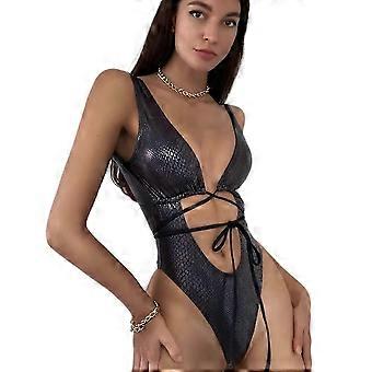 Women's one-piece swimsuit sexy sleeveless lace up swimsuit bikinic