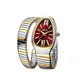 Missfox Relojes de Mujer Reloj de Pulsera en Forma de Serpiente para Mujer Acero Cuarzo Reloj de Mujer Relogio Feminino B-1221-GSRe