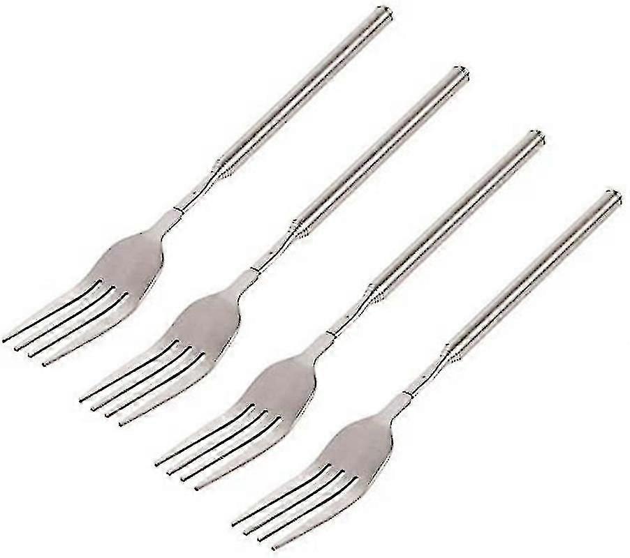 4 Pcs Telescopic Fork Extendable Long Handle Fork Barbecue Toasting Dinner