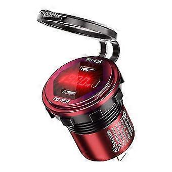 Metal 90w Dual Type C Usb C Pd Fast Car Charger With Voltage/power Display