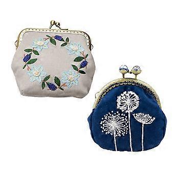 1 Set handgemaakte borduurwerk Starter Kit Kiss Clasp Lock Coin Purse Clutch Bag DIY borduurwerk Tools Kit met wolnaald accessoires Kit voor vrouwen meisjes 