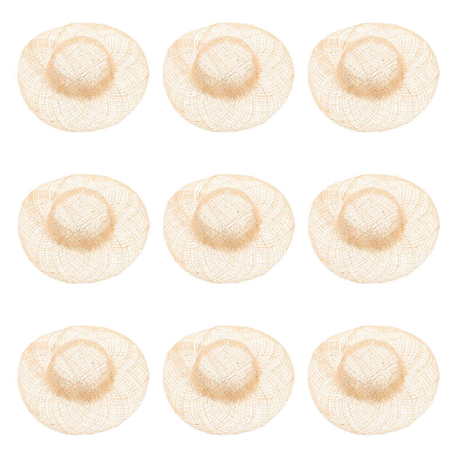 Mini Straw Hat Beige for Doll 12Pcs Small Craft Cap Accessories