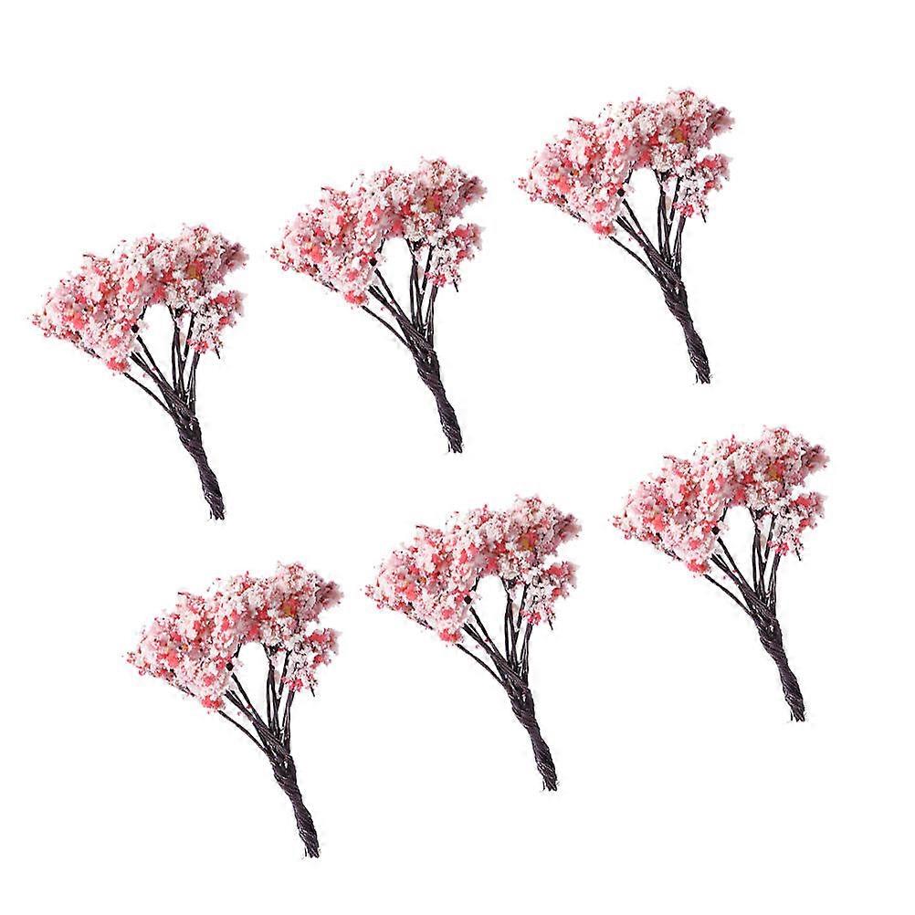 Simulation Tree Micro Landscape Mini Trees for Terrarium 6Pcs Pink