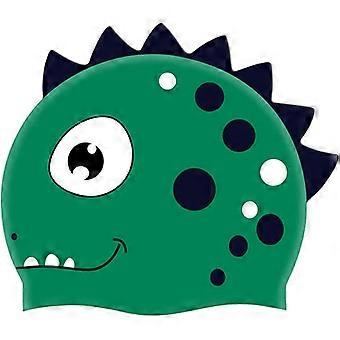 Barn Silikon Badmössa-Dinosaur Design Silikon Simhatt Flexibel Soltät Badmössa För Pojkar Flickor, Grön