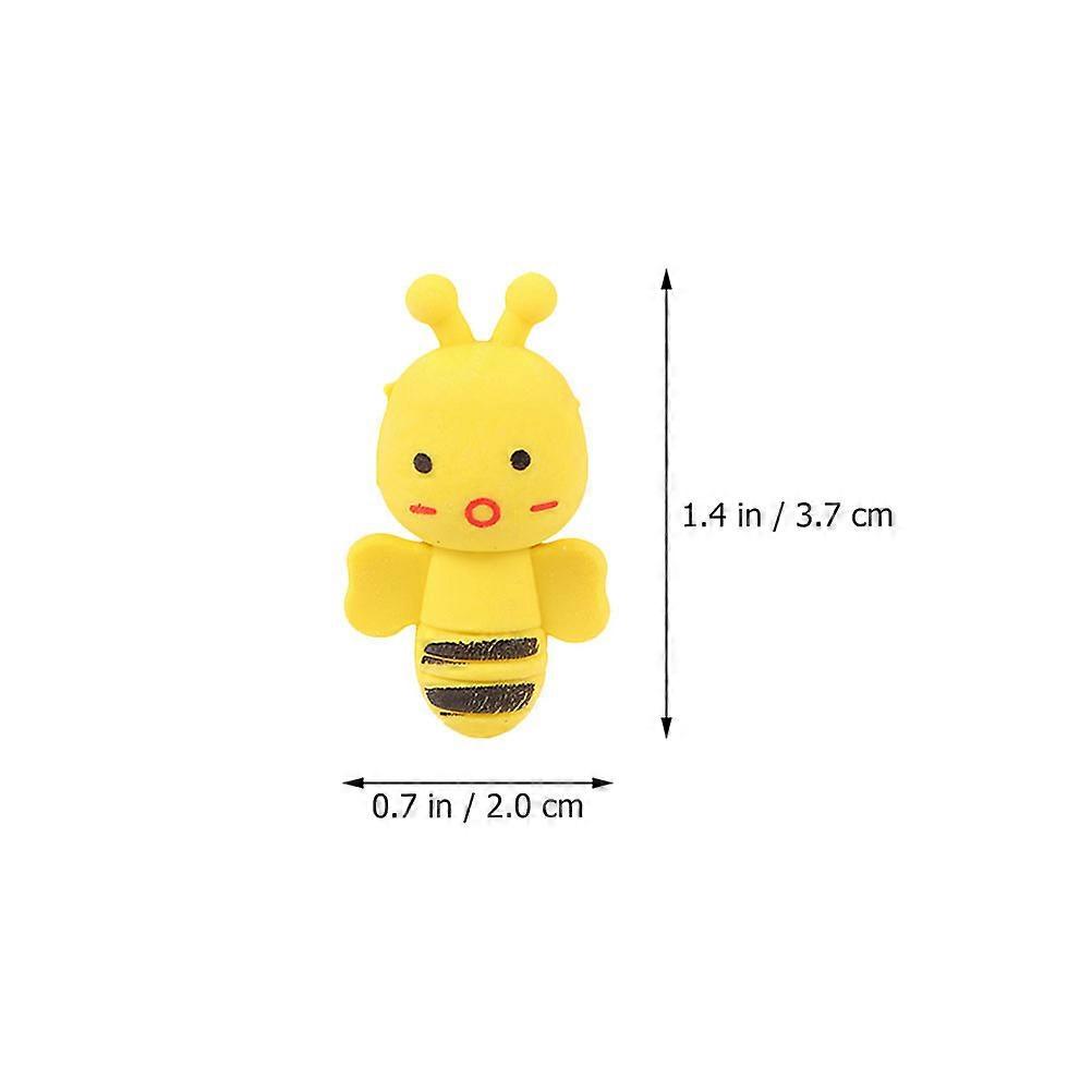 36Pcs Stationery Rubbers Simulation Bee Erasers  Portable Erasers Multi-function Pencil Erasers