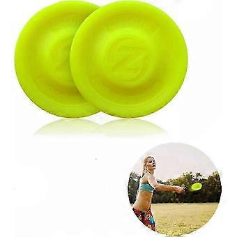 Sport Catching Game Upgraded Silicone Mini Zip Chip Flying Discs, 2 Pcs Pocket Hand-Push Spin Toy for Adults & Kids, Yellow