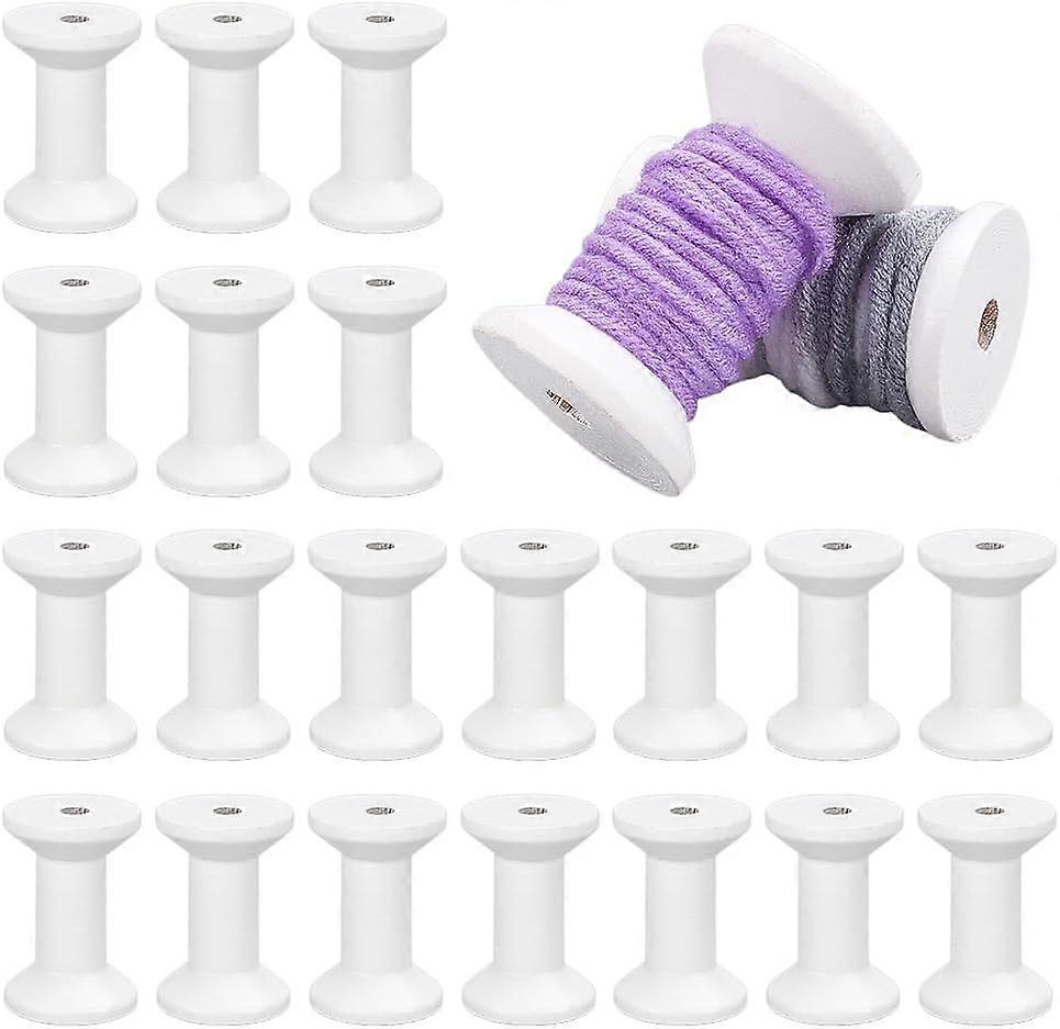 30pcs Wood Spools Small Empty Thread Spool White Wire Weaving Bobbins Wooden Sewing Thread Spools 2 inch String Spool Bulk