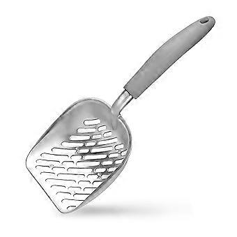 Dog Litter Scoop Long Handle Metal Pet Scooper for Effective Cleaning Grey
