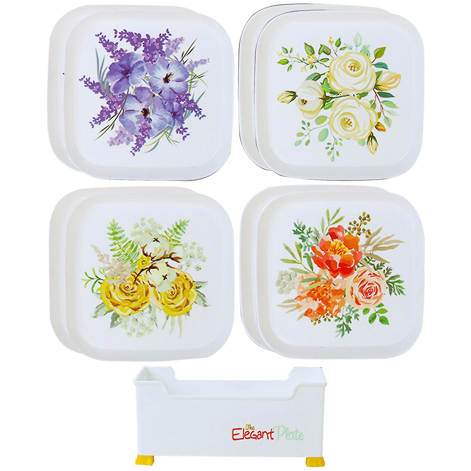 1 مجموعة صواني الوجبات الخفيفة القابلة للتكديس المدمجة جولة متعددة الاستخدامات المحمولة صواني تقديم الطعام الصغيرة اللوازم المنزلية