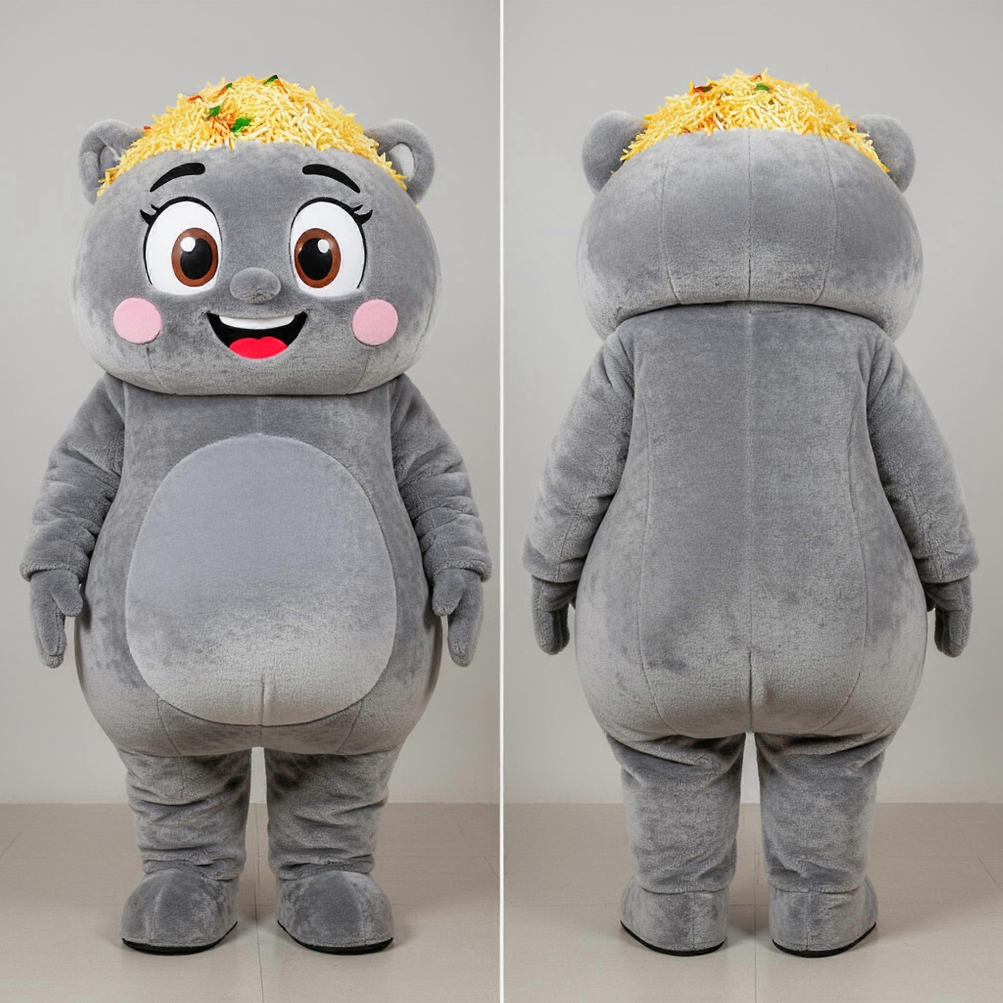 MASTICOT Velvety Gray Fluffy Biryani Mascot