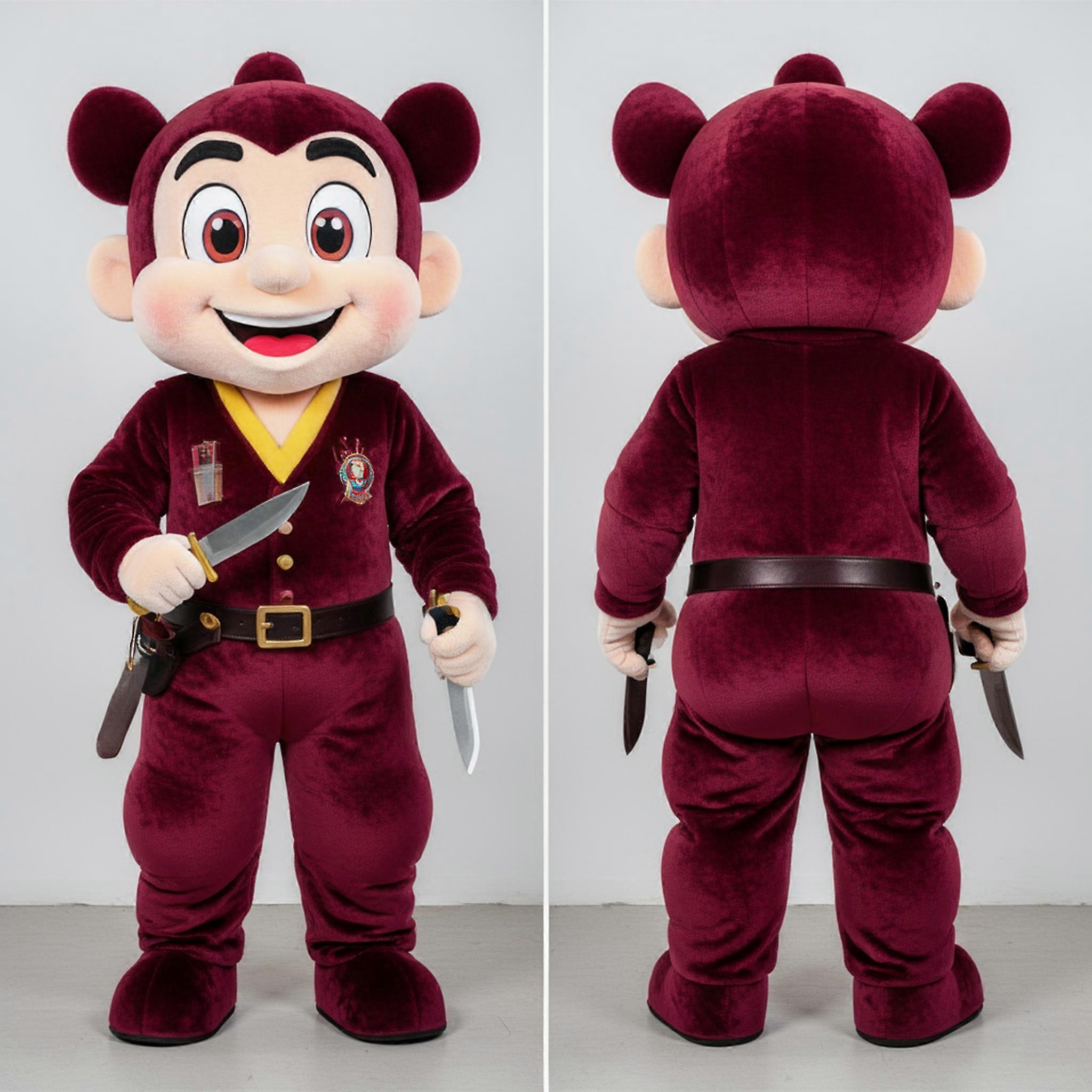 MASTICOT Maroon Smiling Knife Thrower Mascot