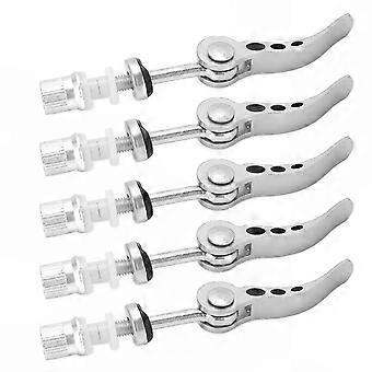 Quick-Release Durable Aluminum Alloy Seatpost Clamps, 5pcs Bike Pipe Clamp for Fixed Gear & Universal Bicycles, Silver