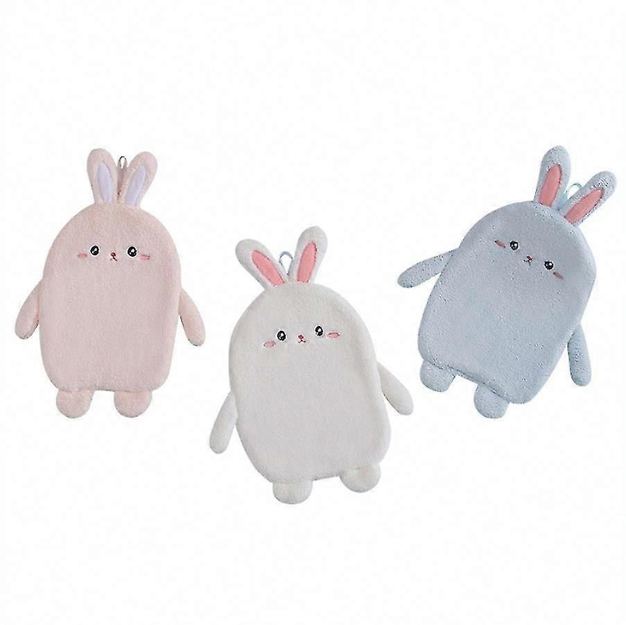 3pcs Cute Rabbit Hand Towels with Loop - Soft Bath & Kitchen Towels