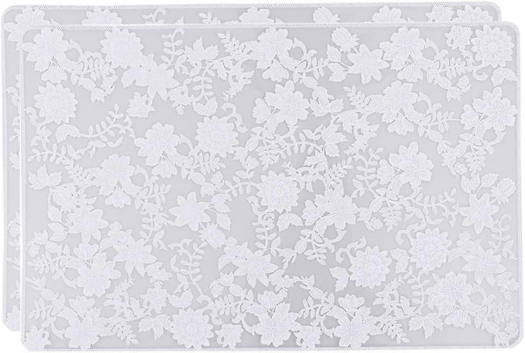 2-Piece  PP Placemat Set, Thick Lace Flower Pattern, Suitable for Kitc