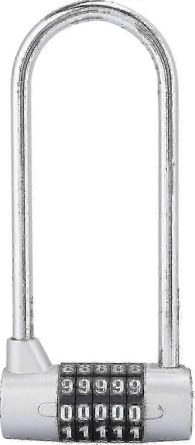 5 Digit Combination Padlock Alloy Safety U Shaped Code Lock Extra Long Locker Lock With Code Lock(silver) CU
