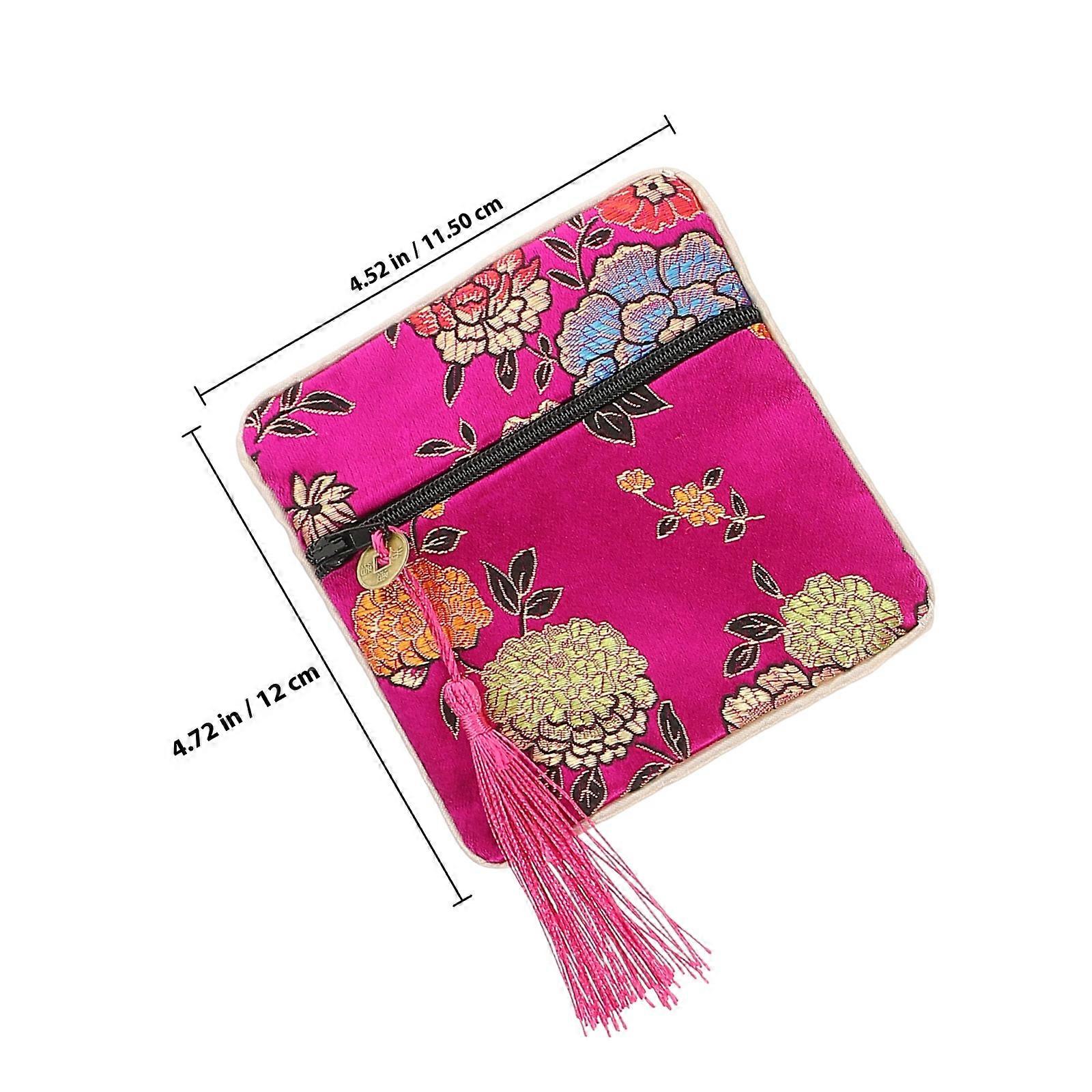 Brocade Drawstring Pouch for Fabric Storage 5Pcs Multicolor Set