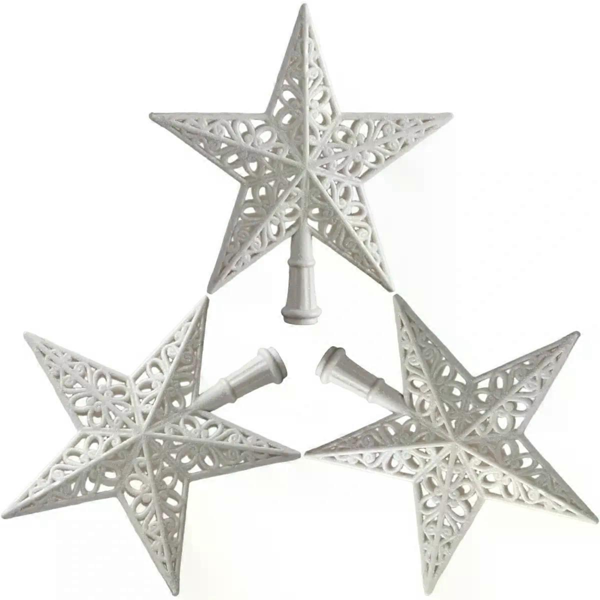 3pcs Five Pointed Hollow Christmas Tree Topper