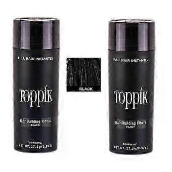 Toppik Hair Building Fibers Large 27.5g Black, 2-Pack 55g Total, Natural Keratin Thickening Fibers for Fuller Hair, About 140 Days of Use