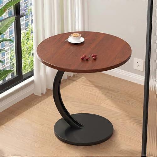 C Shaped Side Table, SpaceSaving Small Coffee Table with Stable Metal Frame for Sofa or Bed, Brown