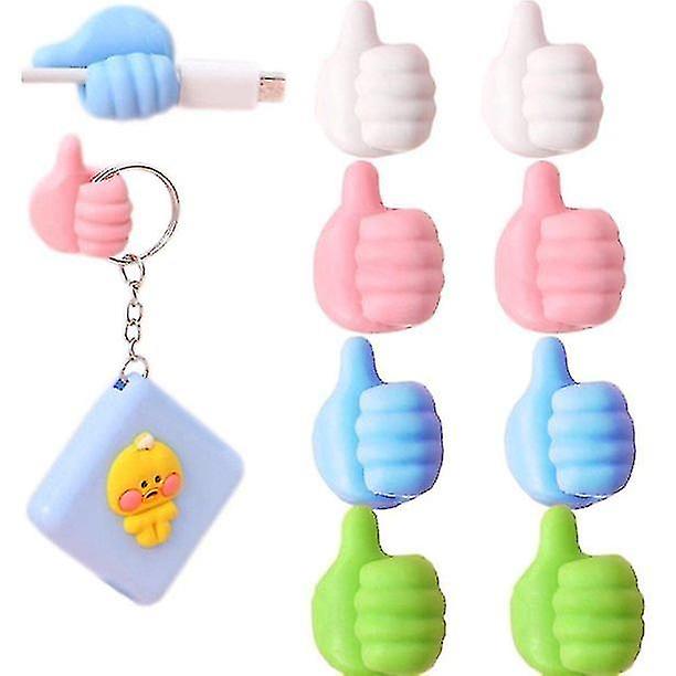 8pcs Creative Thumbs Up Shape Interesting Usb Cables Rack Wall Hook Clip Holder