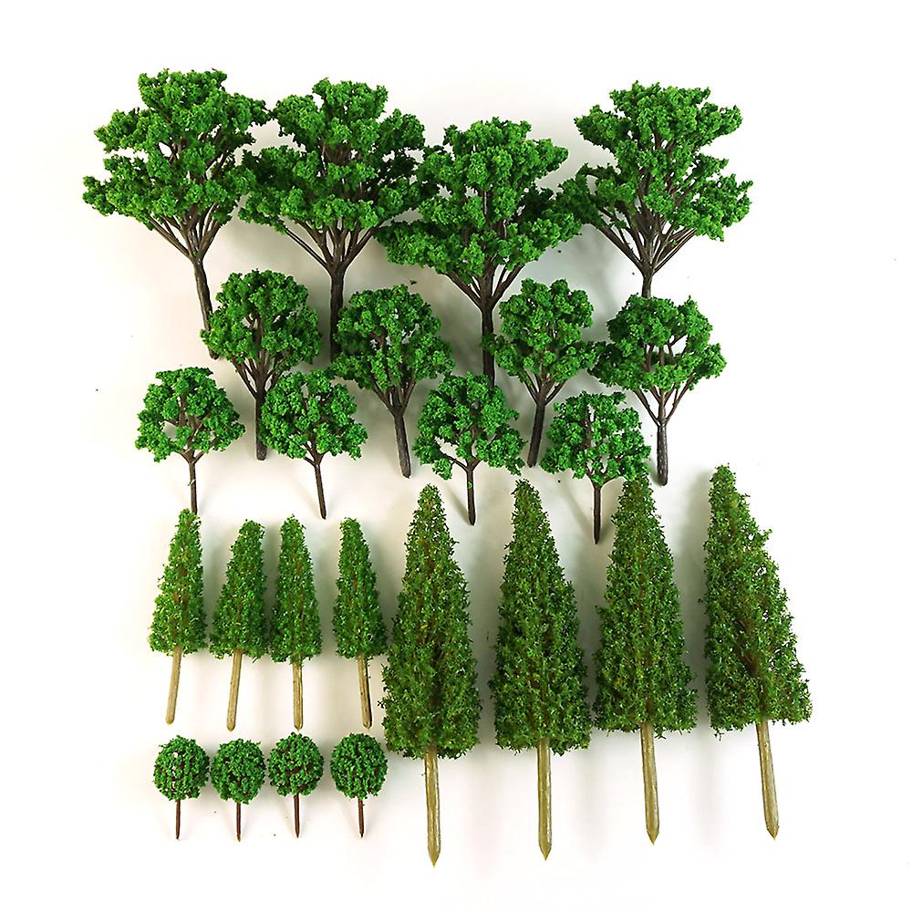 24pcs Green Mini Mixed Model Tree Set Train Scenery