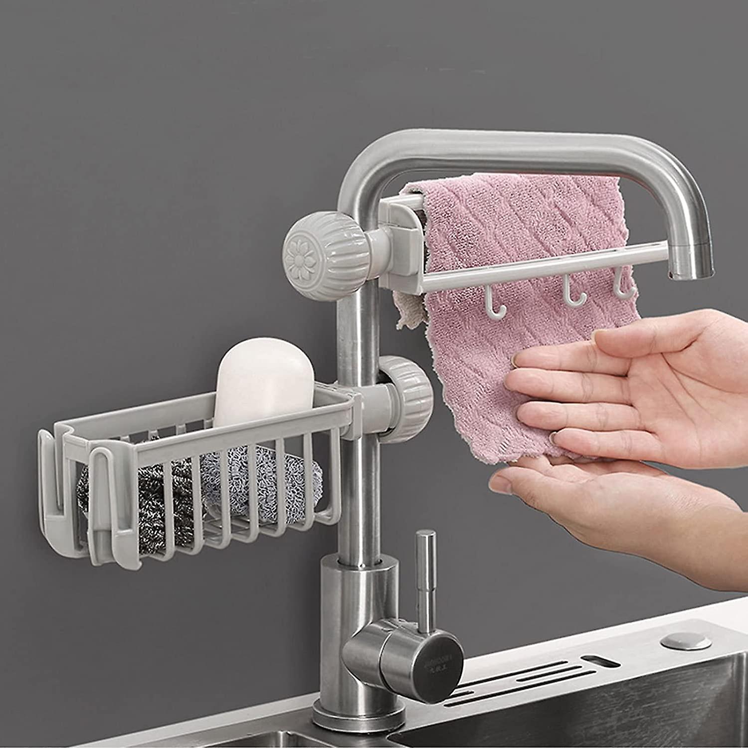 Porte-Éponge De Robinet Adjustable - Range Tes Éponges Et Chiffons Sans Prendre De Place | Noir