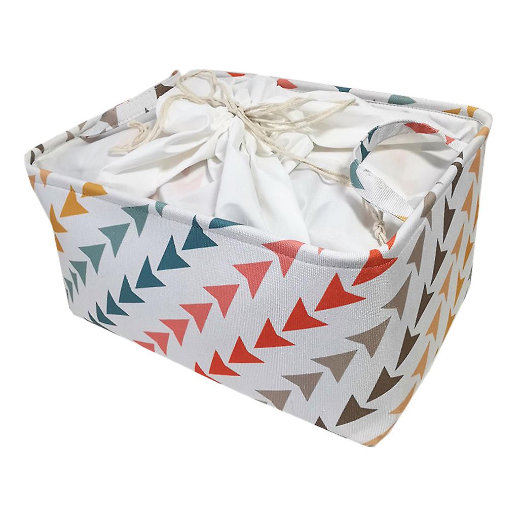 Cartoon Storage Basket With Drawstring Cover Foldable Canvas Toys Bin Organizer