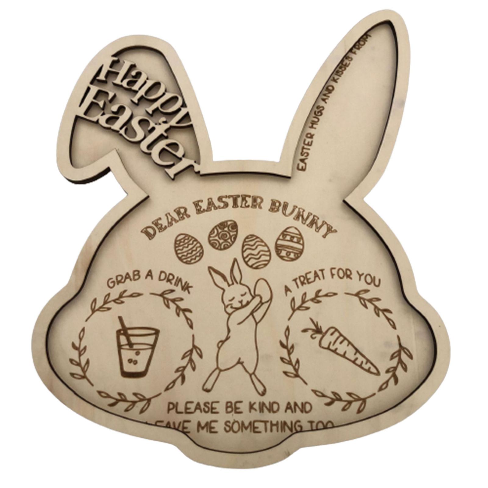 Easter Bunny Shape Wooden Tray Durable Material Lightweight Container For Home Gathering Party Use