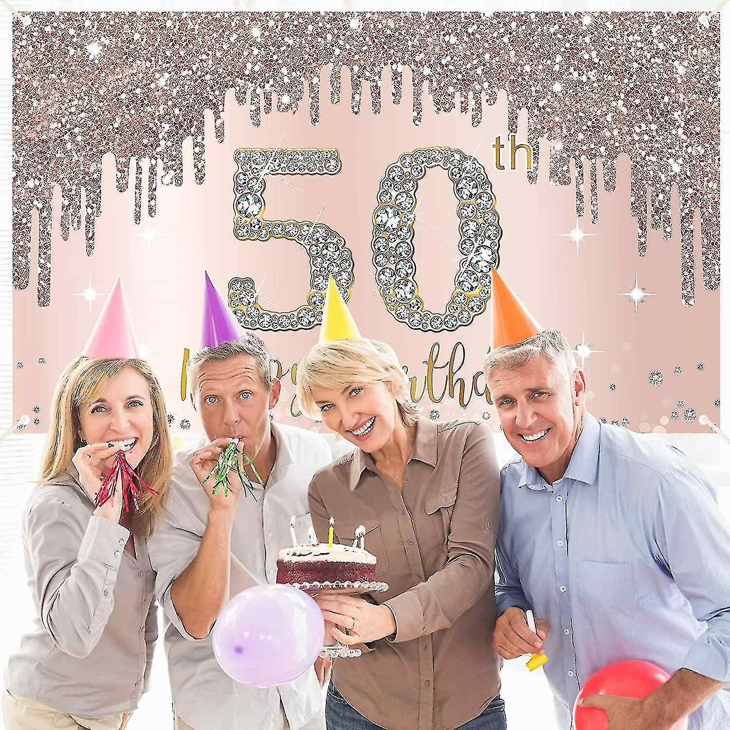 "I'm 50 Bitches" Birthday Banner - 6.4 Ft Glitter Banner For Funny 50th Birthday Party Decor
