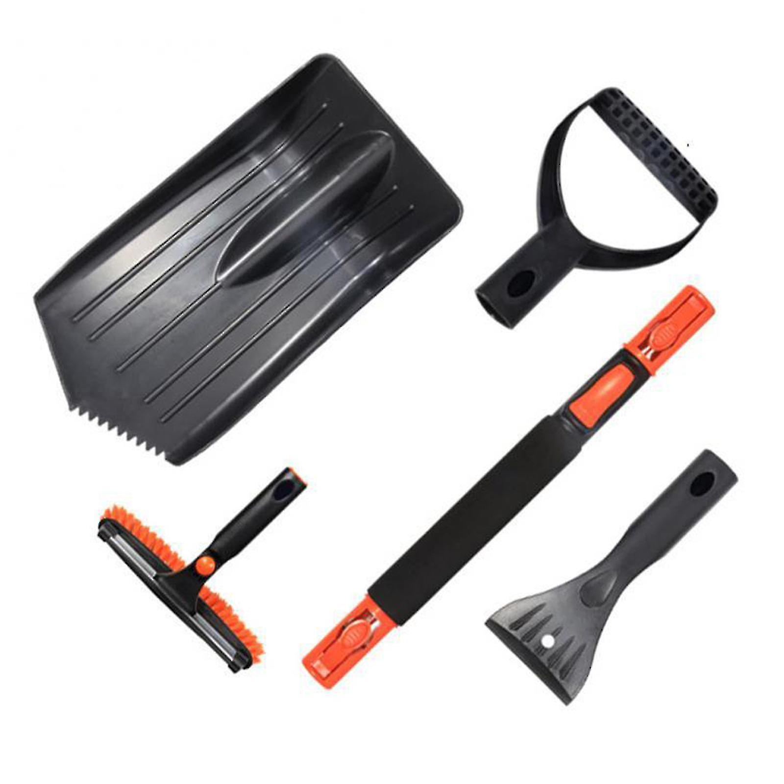 New 3-in-1/5-in-1 Car Snow Brush - Ice Scraper, Telescoping Extender, Bristle Head Snow Brush, Window Squeegee - Great For Suvs And Cars
