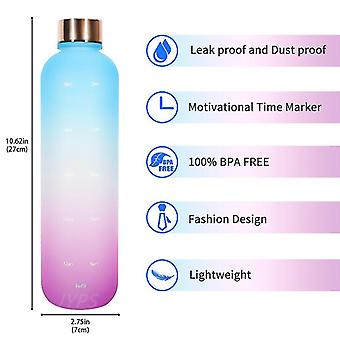 32oz Motivational Water Bottle With Time Marker & Fruit Infuser - Leakproof, BPA-Free, Reusable With Strap