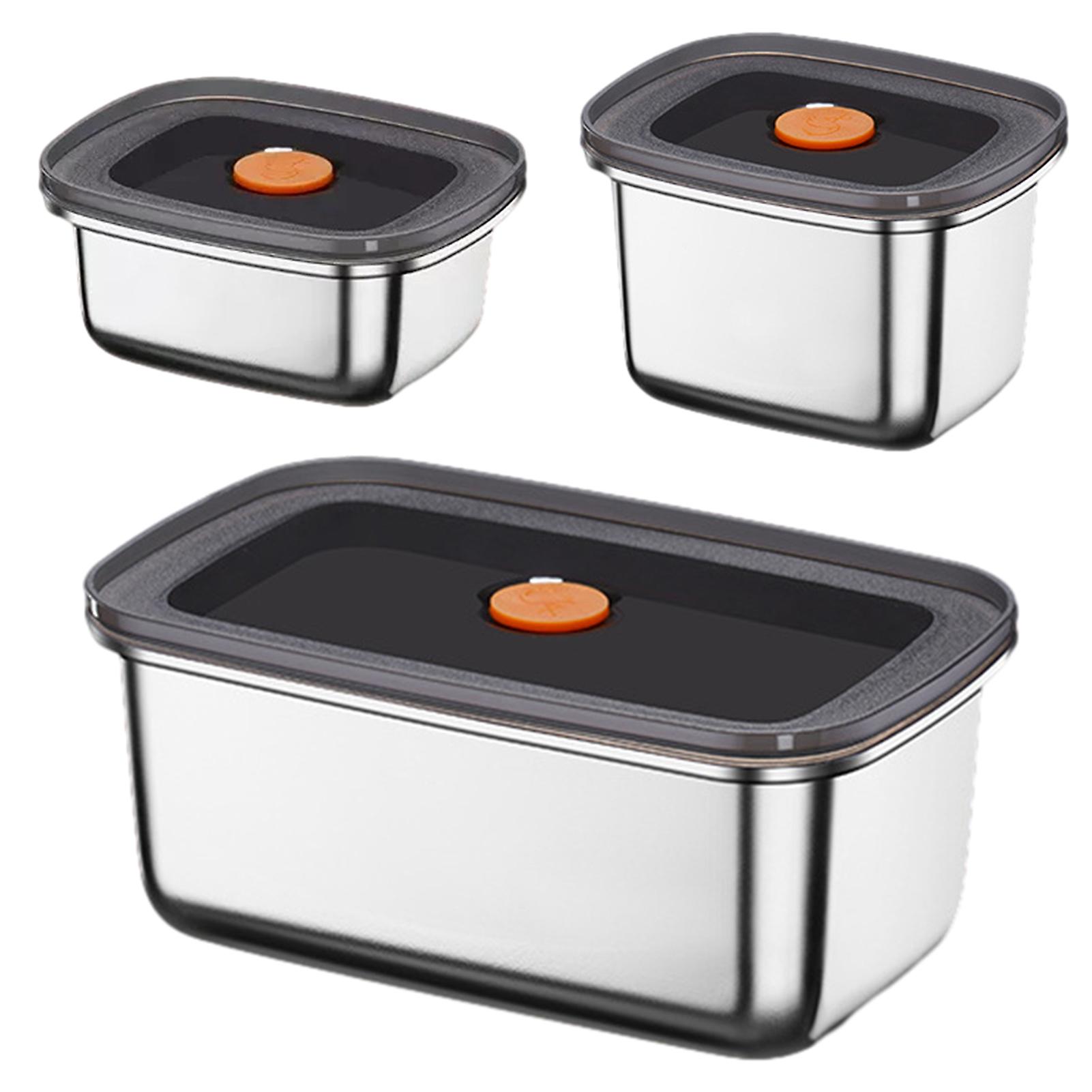 Stainless Steel Sealing Box with Translucent Lids Large Capacity Fruit Storage Box Kitchen Accessories