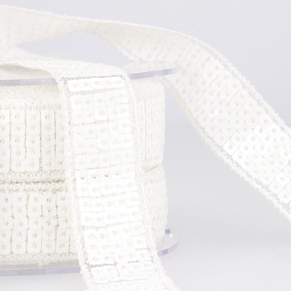 20mm Stephanoise Sequin Trim White - per metre