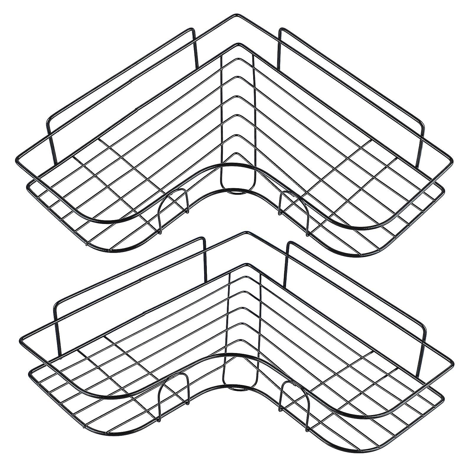 Corner Shelf Iron Holder Triangular Storage Rack Hole Free Installation for Bathroom Kitchen 