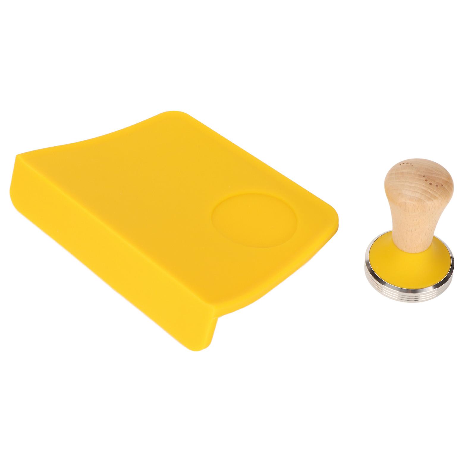 Coffee Powder Press Tool Set 58mm Hammer Yellow Silicone Mat