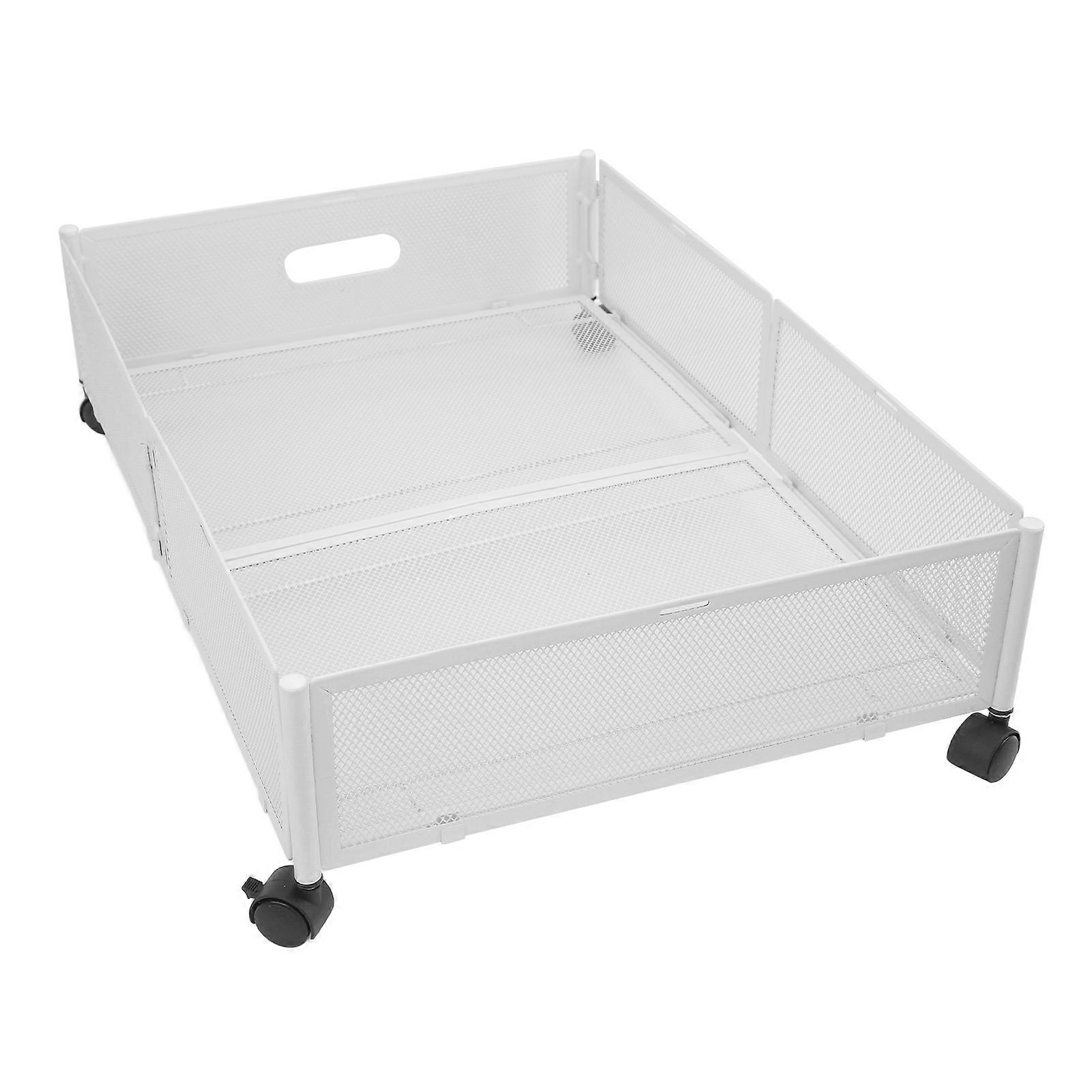 Under Bed Storage Drawer 60x40.5x16cm White Metal Organizer