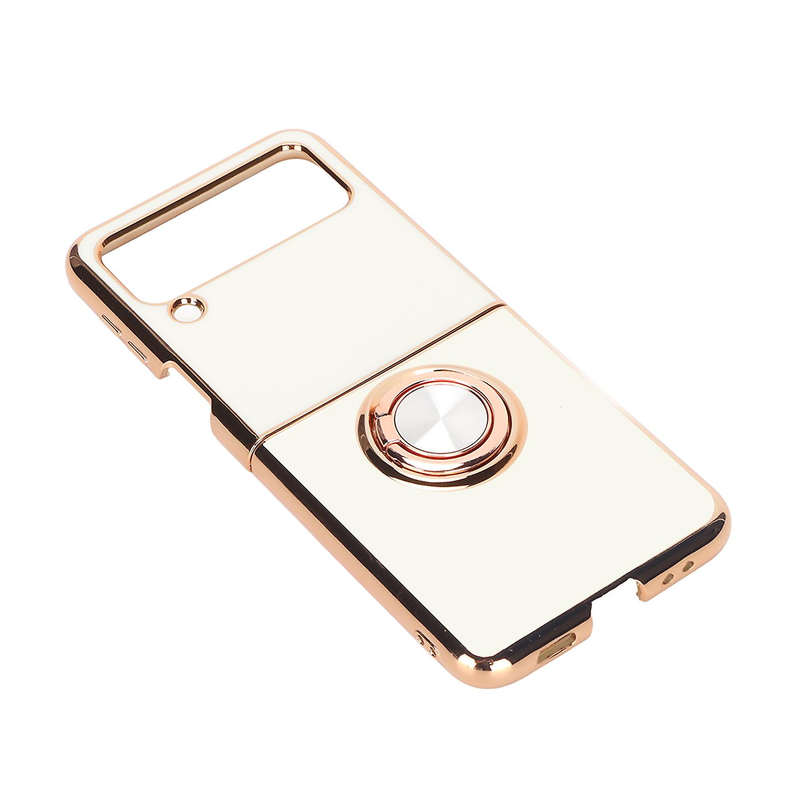 White Magnetic Phone Case with 360° Rotating Finger Loop for Z Flip 3 - Stylish Protection