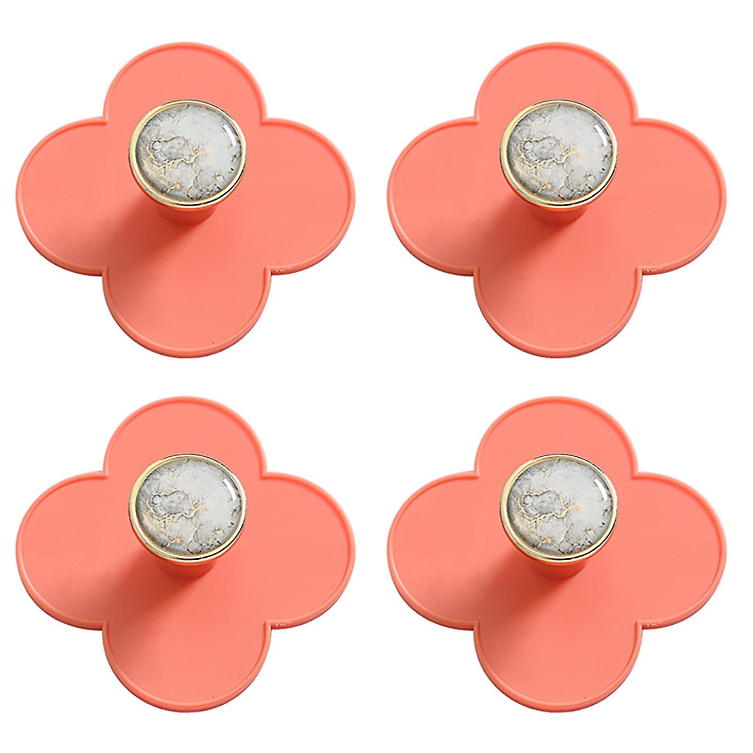 4 Pcs Towel Hooks Punch-free Multi-functional Flower Shape Convenient Wall-mounted Bathroom Hooks Wa