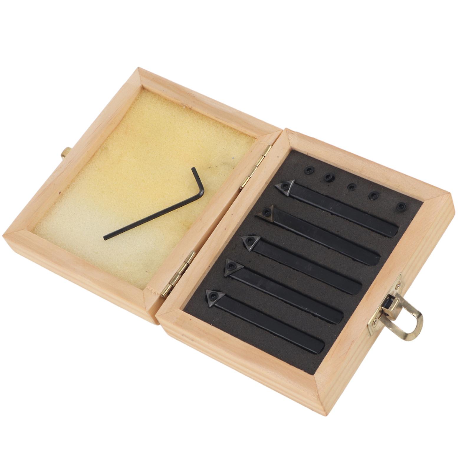 5-Piece 1/4" Indexable Turning Tool Set, Cemented Carbide, for Machining Lathes, Cutting and Facing Tools