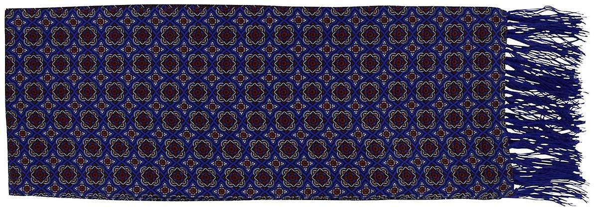Michelsons of London Narrow Bold Medallion Silk Scarf - Blue