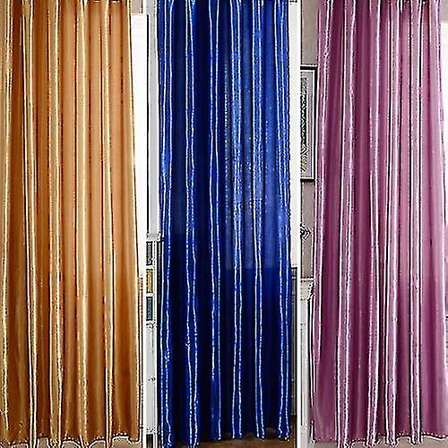 Through Rod/perforated Pure Color Window Panel Drape Door Room Blackout Curtain