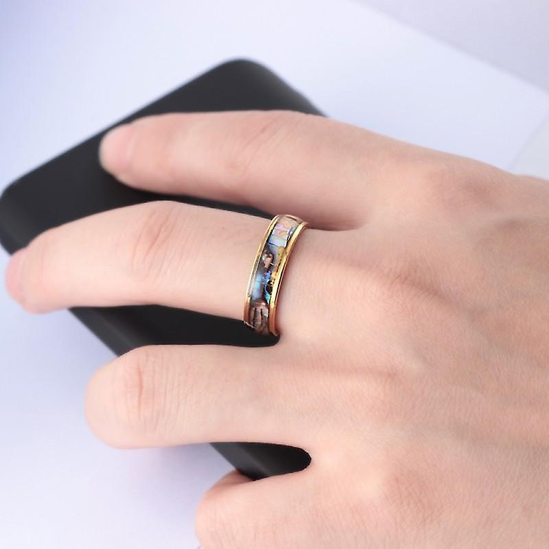 Gold plated ring with mother of pearl for men gold