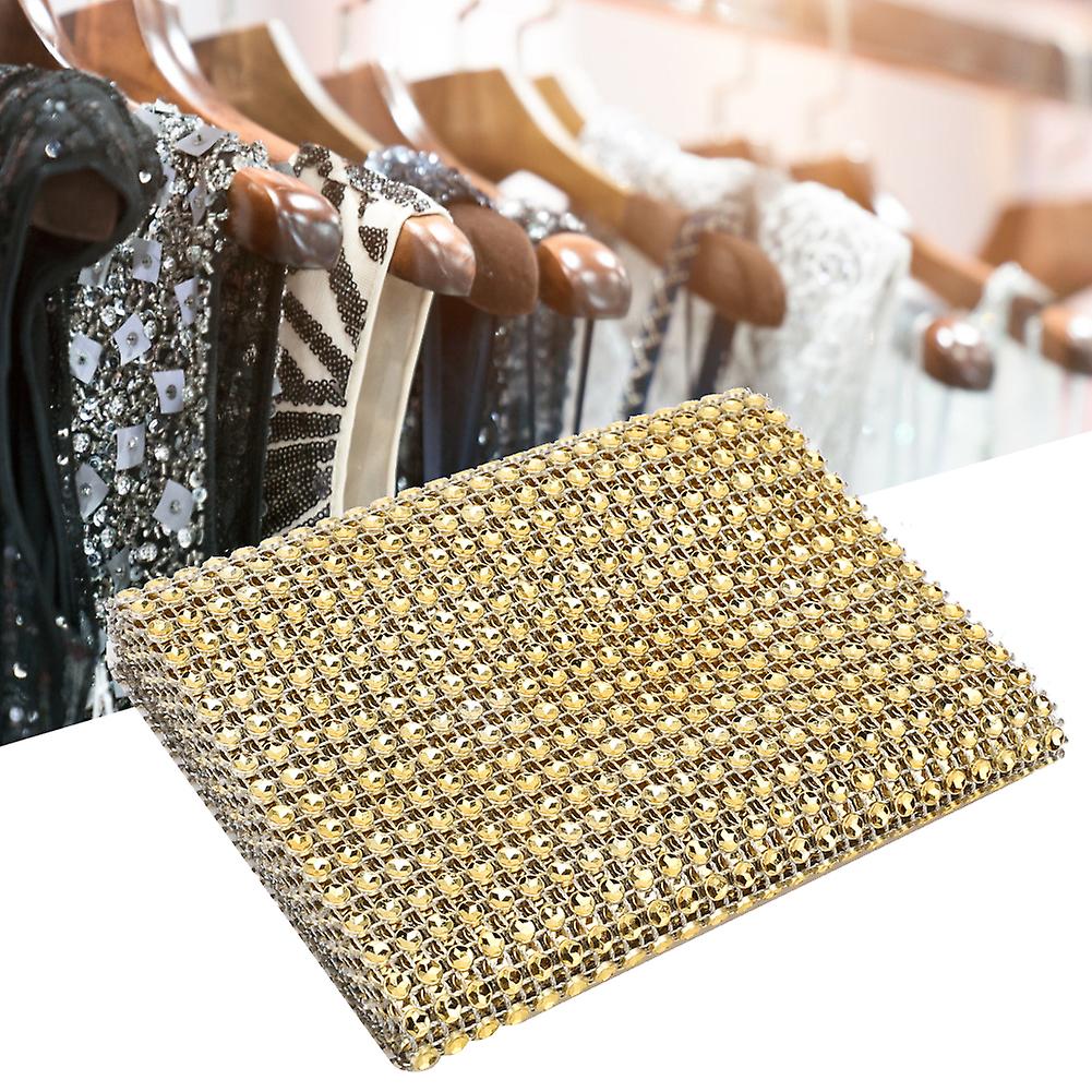 24 Rows Gold Rhinestone Mesh Ribbon Trim 12cm Wide, 1 Yard