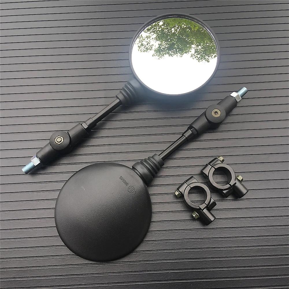Motorcycle Black Universal 10mm Side Mirror Rearview Mirror Anti-fall Folding Round Mirror
