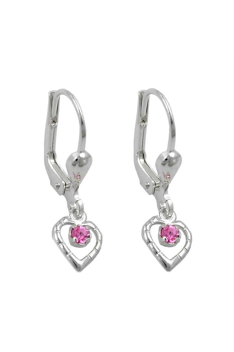 Earrings Leverback Heart Pink Silver 925 - Gl90814