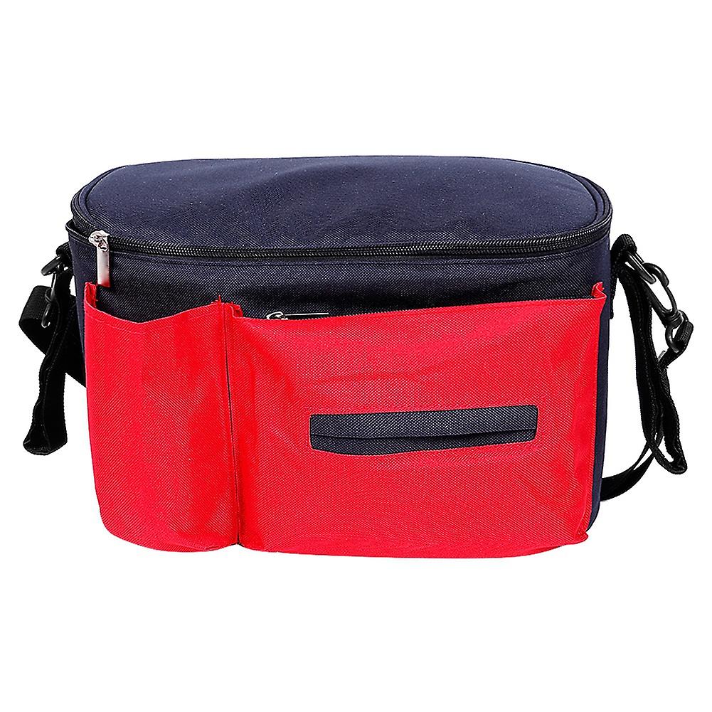 Multi function Waterproof Shoulder Bag Stroller Hanging Storage Bag (Outer Red Inner Blue)