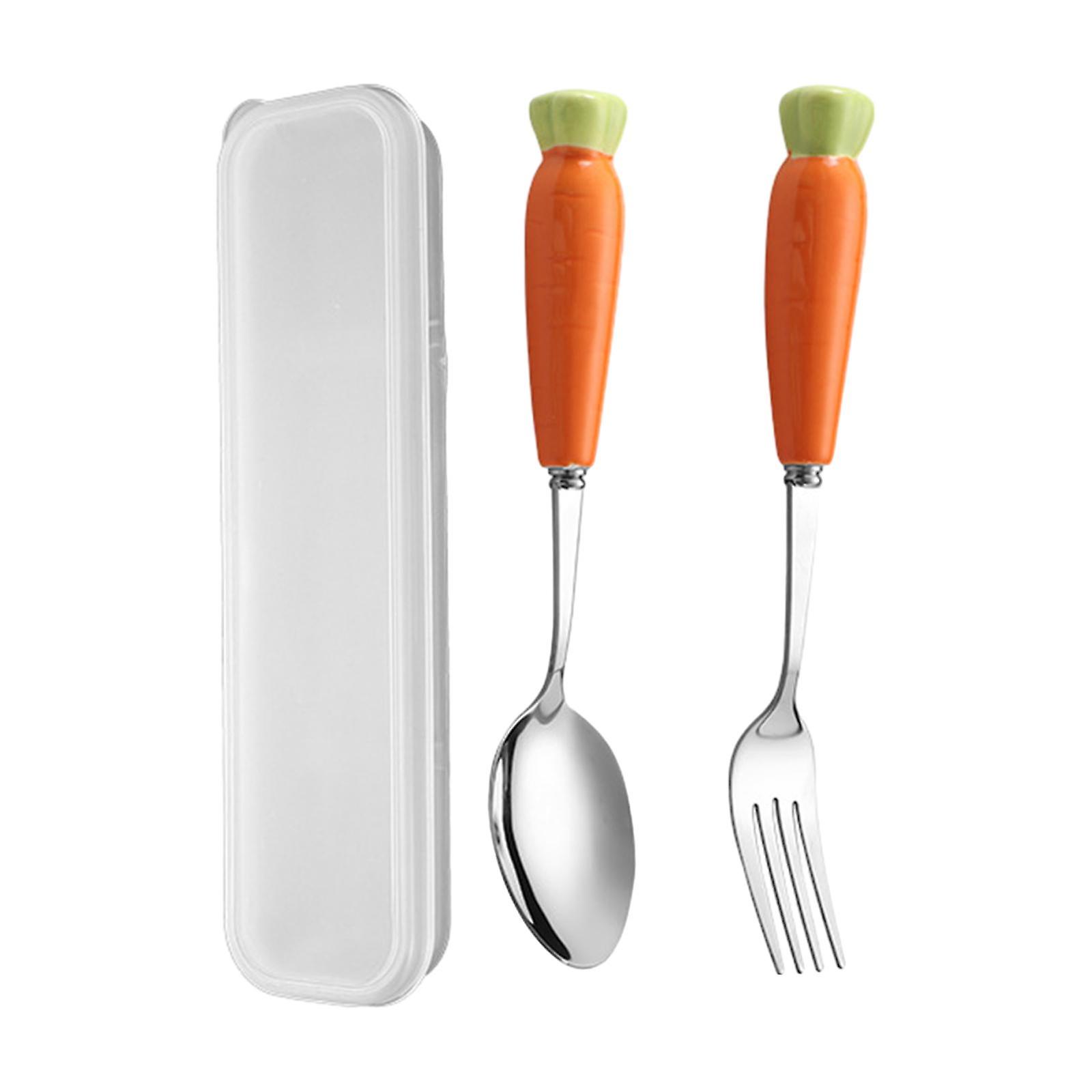 Fork and Spoon Portable Flatware Set with Case Small Appetizer Forks Spoons Travel Utensils Stainless Steel for Party Dessert