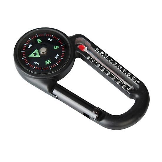 2-in-1 Pocket Survival Handheld Compass with Thermometer Easy to Recognize Compact Size Portable Zinc Alloy Carabiner Compass