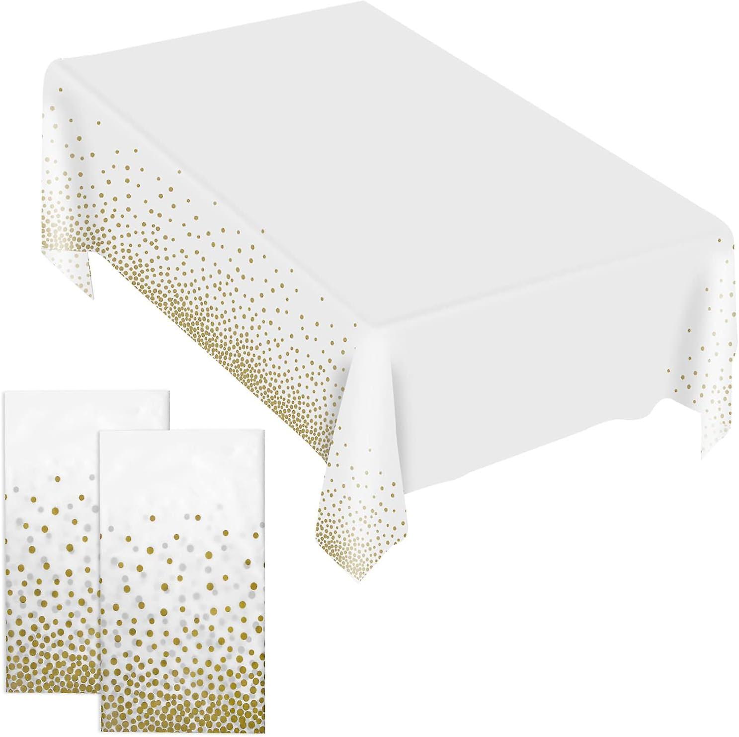 2PCS Gold Polka Dot Tablecloth, Party Tablecloths, 137x274cm Rect